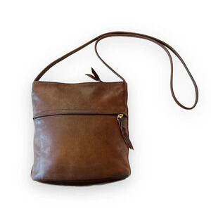 Vintage Sven California Brown Leather‎ Crossbody Bag Boho Style Minimalist Look